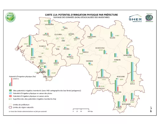 Carte : Potentiel d'irrigation physique par préfecture